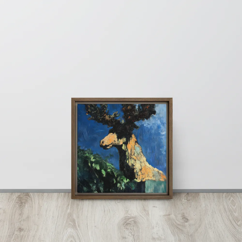 The Majestic Deer in Nature | Canvas with Brown Frame | 12″×12″