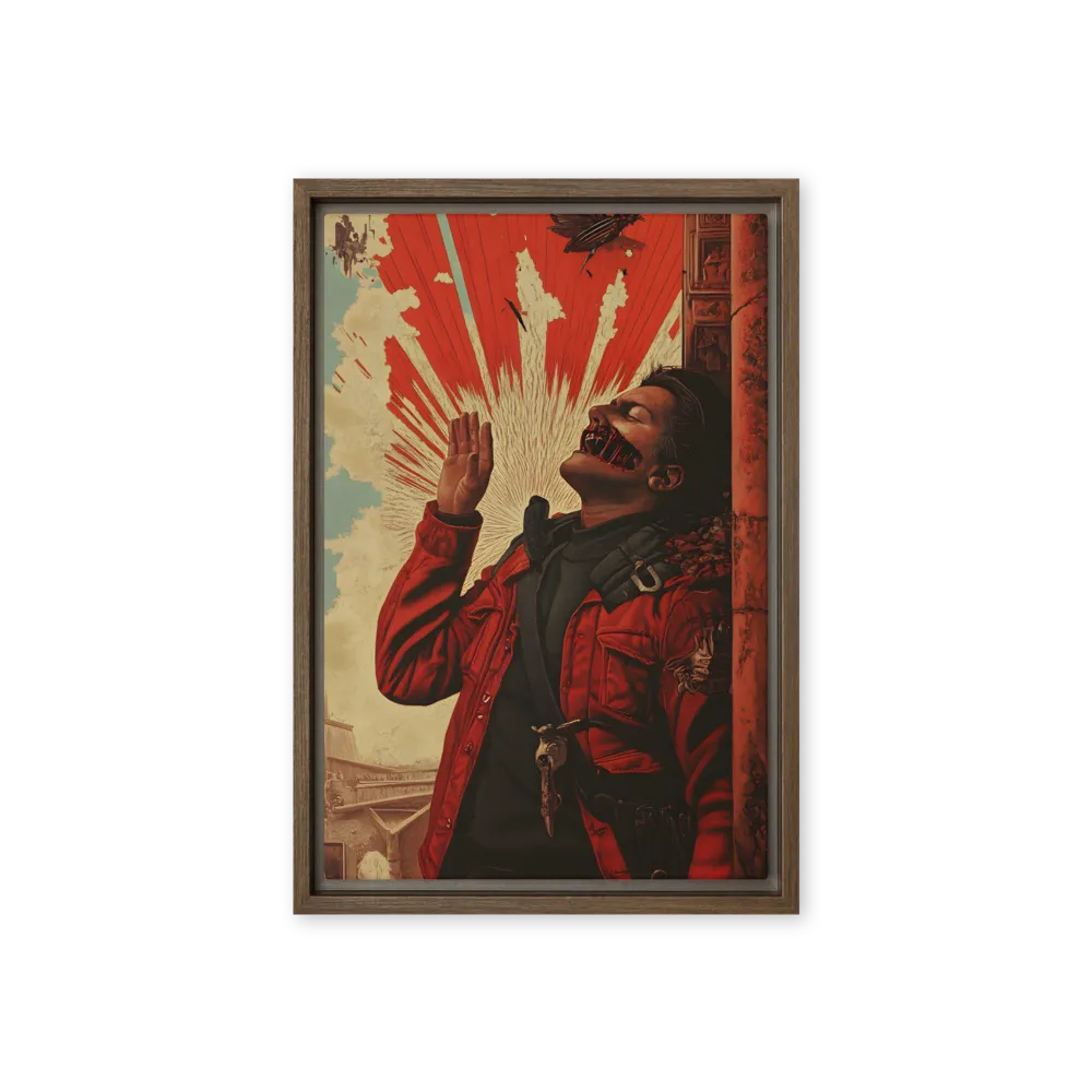 Defiant Echoes of Ruin | Canvas with Brown Frame | 12″×18″