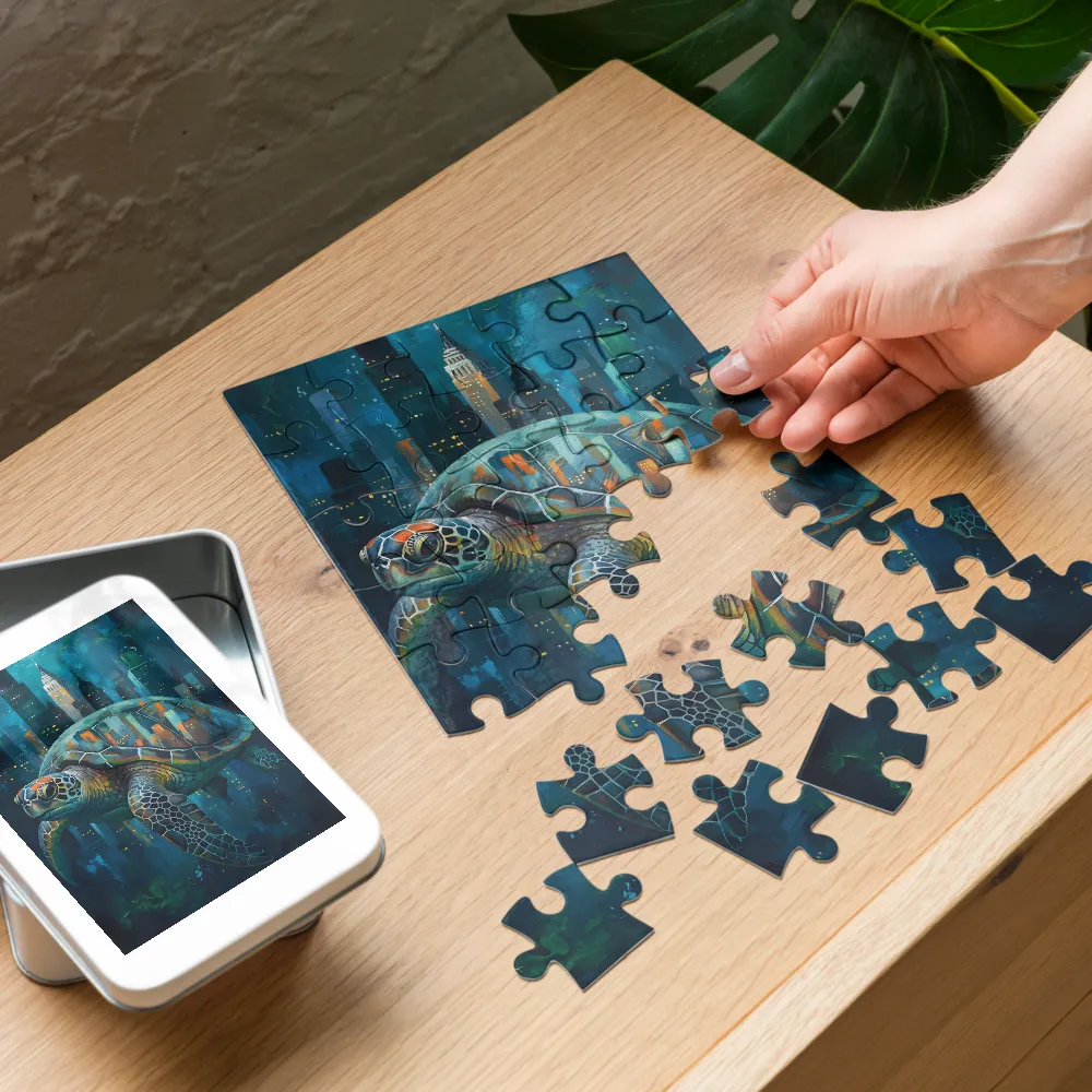 Urban Sea Turtle 
 Jigsaw Puzzle in Tin Box