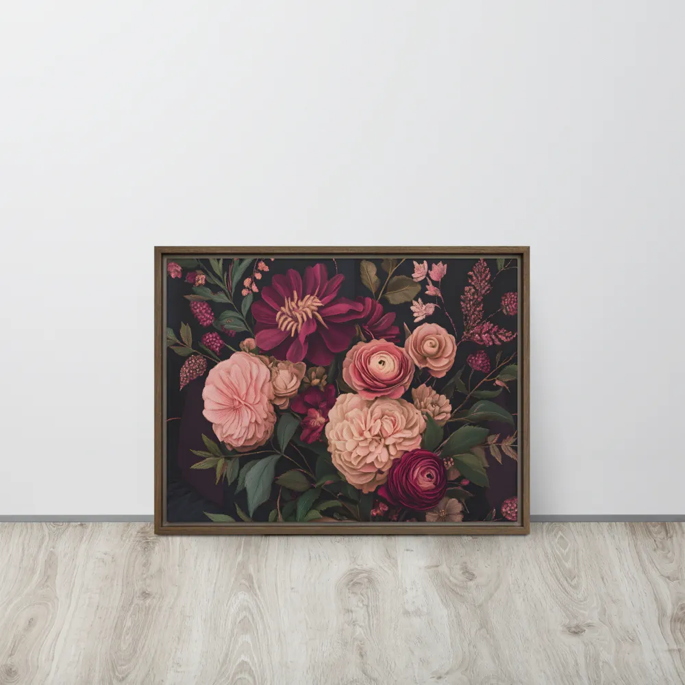 Botanical Elegance | Canvas with Brown Frame | 18″×24″