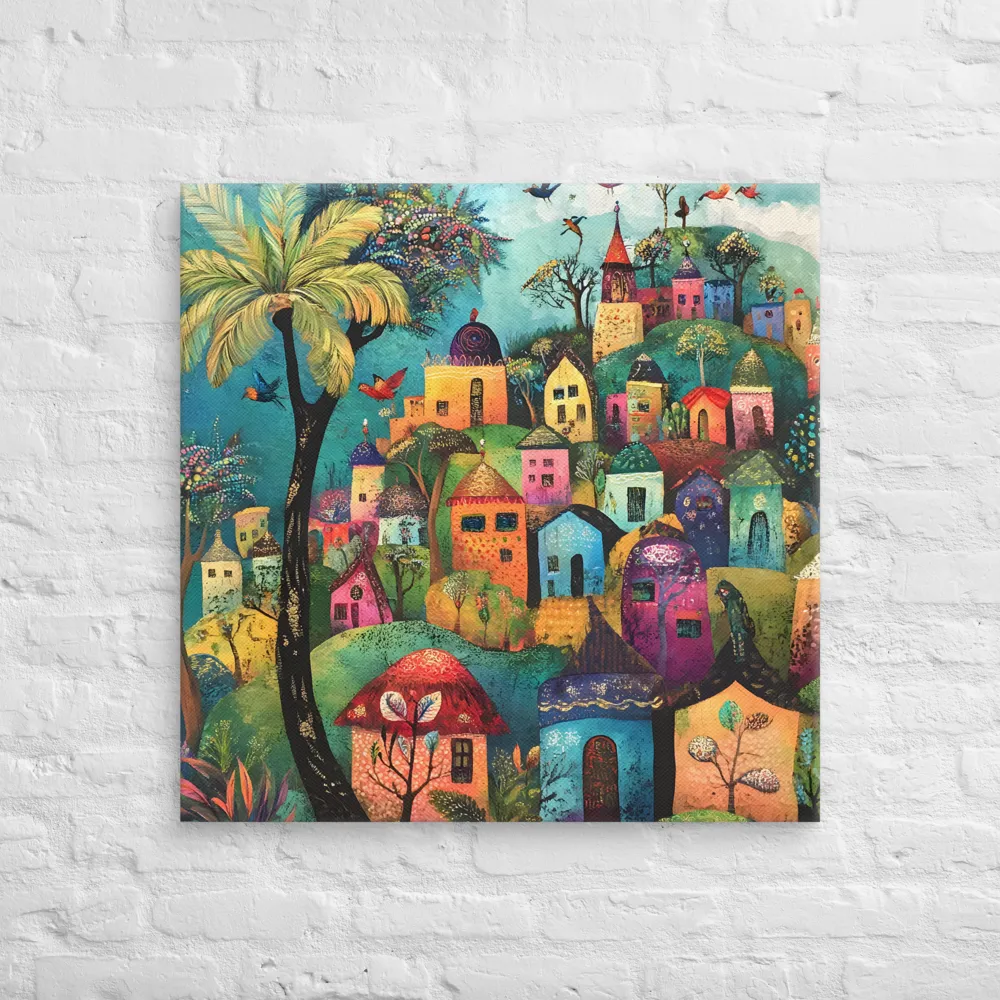 Whimsical Village Harmony | Canvas | 30″×30″