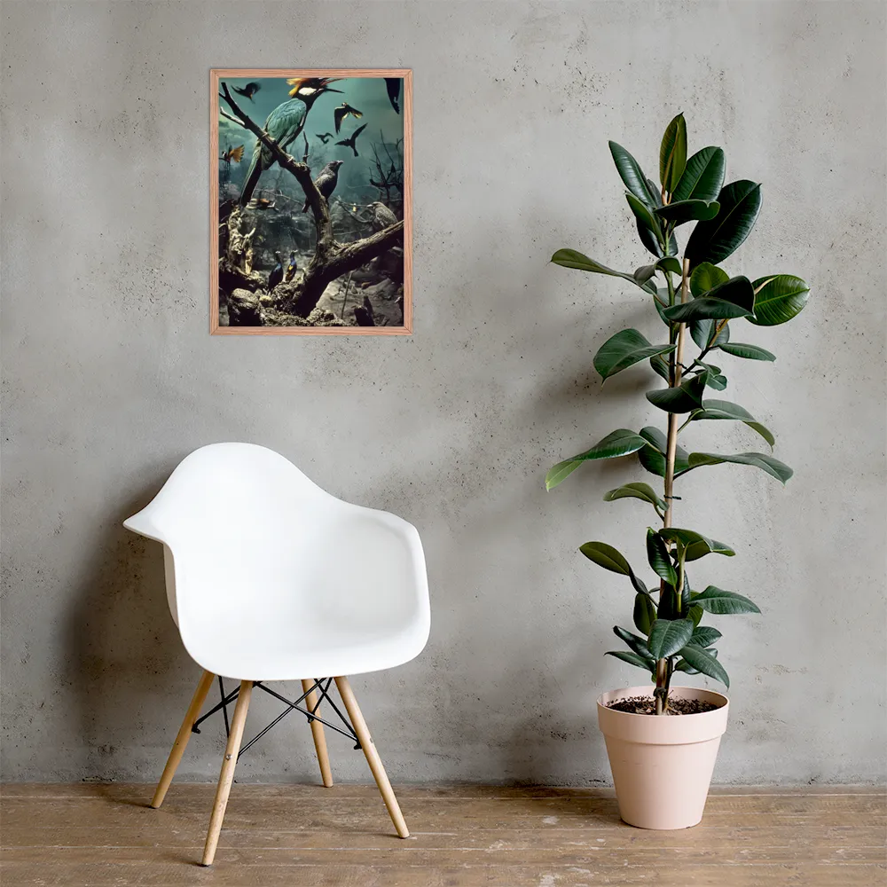 Whispers of the Avian Realm | Poster with Red oak Frame | 18″×24″