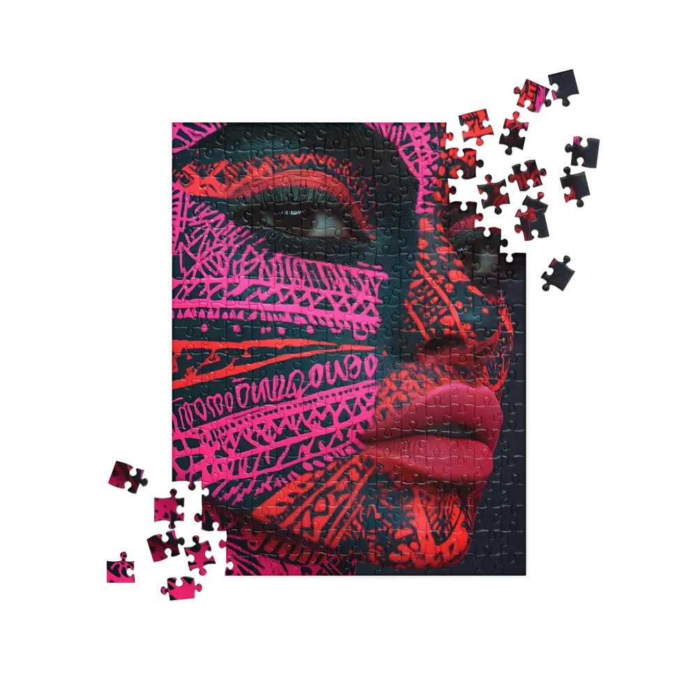 Neon Visage: A Bold Expression of Contemporary Art | Jigsaw Puzzle | 252/520 pieces