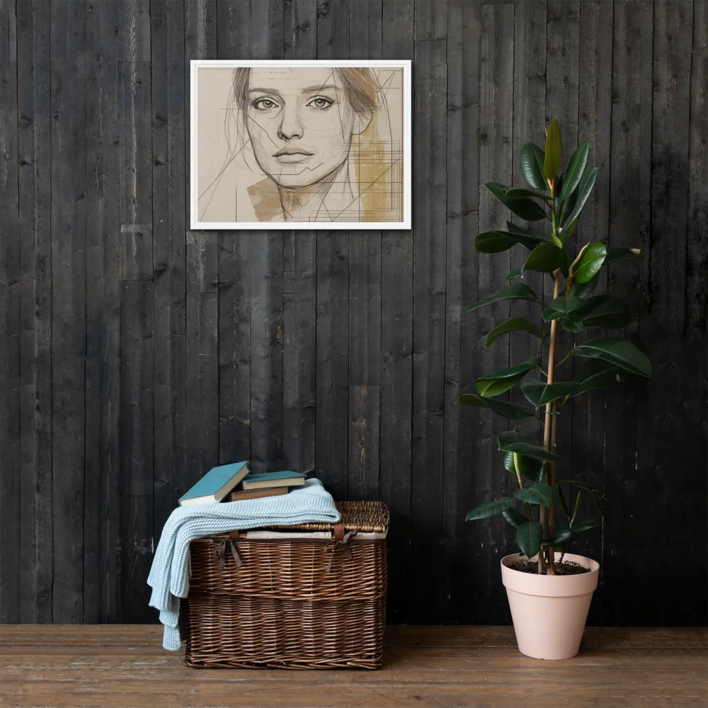 Geometric Elegance: A Modern Portrait | Canvas with White Frame | 18″×24″