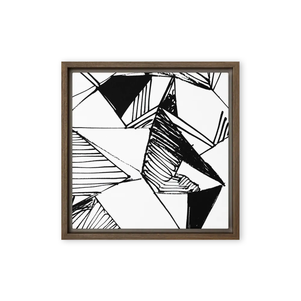 Dynamic Geometry in Ink | Canvas with Brown Frame | 12″×12″