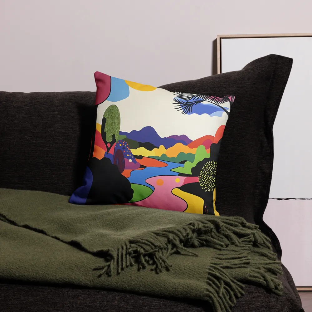 Whimsical Landscape in Color | Pillow Case | 18″×18″