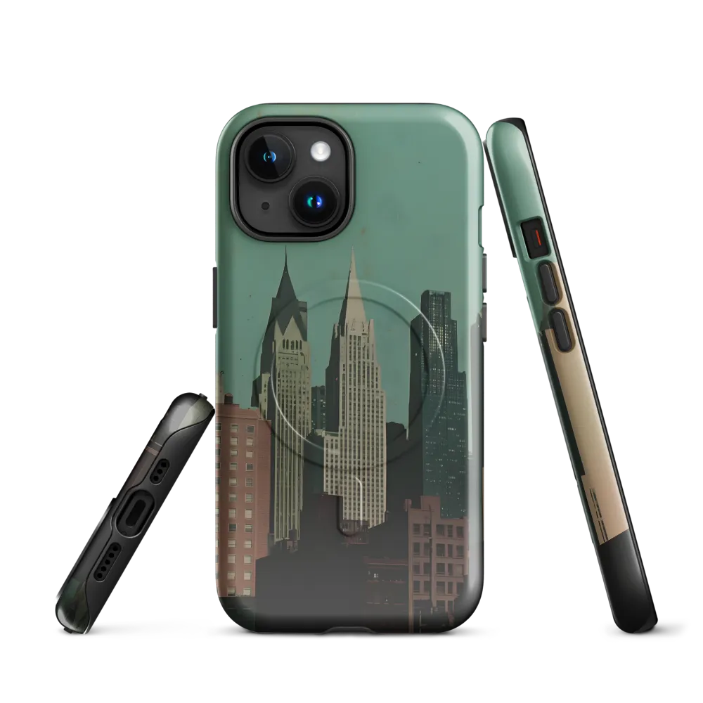 Urban Nostalgia: A Retro Cityscape | Phone Case |  15 | MagSafe® Tough Case | Glossy