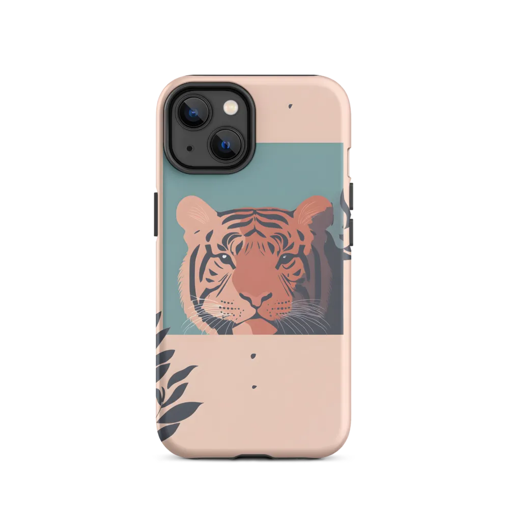 Framed Tiger in Peach and Teal