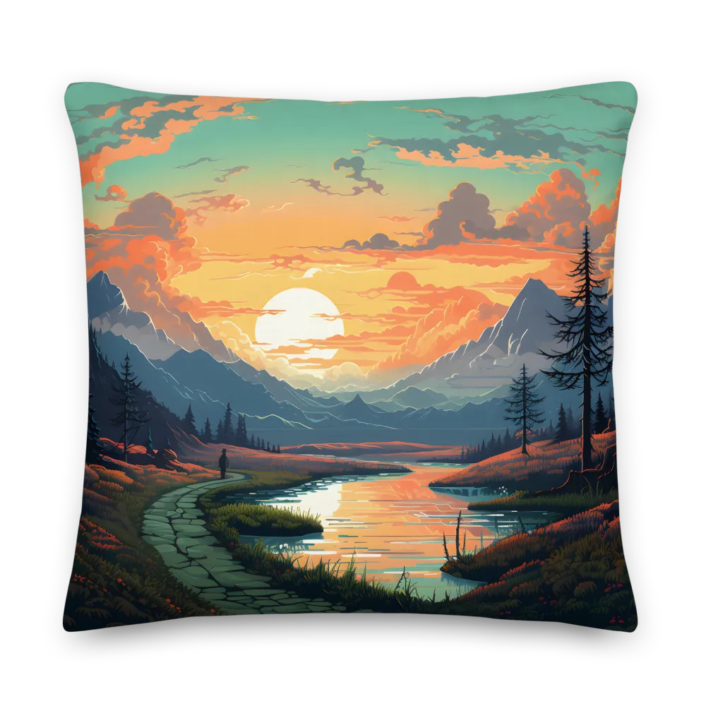 Tranquil Sunset Over the Majestic Mountains | Pillow & Pillow Case | Multiple Sizes