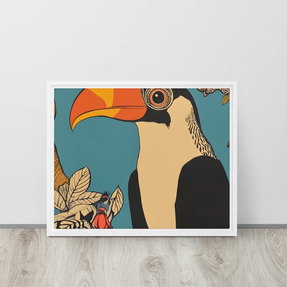 Tropical Majesty: The Toucan at Rest | Canvas with White Frame | 16″×20″