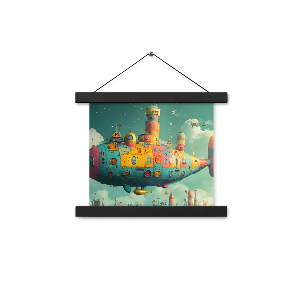 Submerged Dreams: A Whimsical Voyage | Poster With Black Wood Hanger | 10″×10″