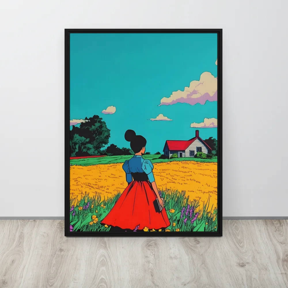 Whispers of a Sunlit Meadow | Canvas with Black Frame | 24″×32″