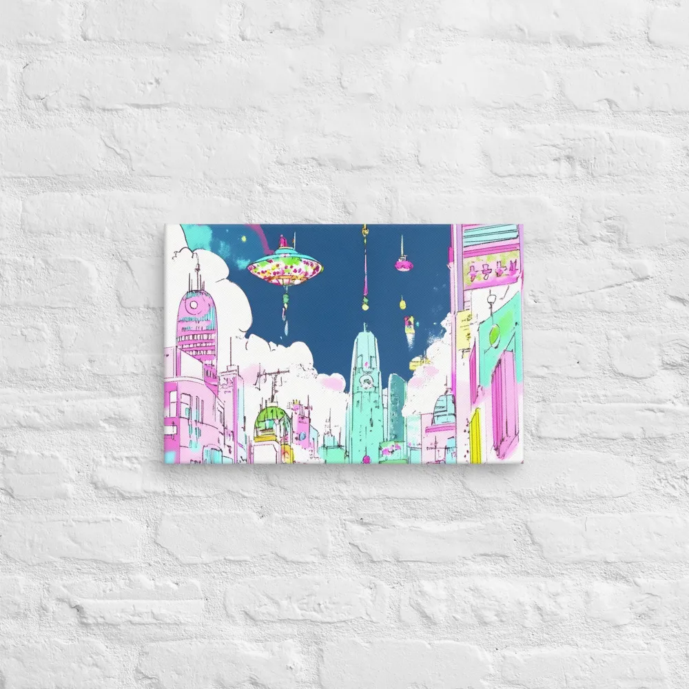 Futuristic Cityscape with Floating Structures | Canvas | 12″×18″