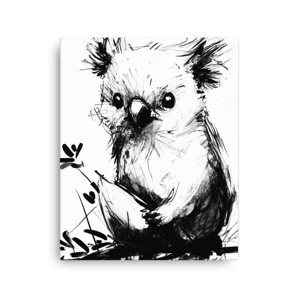 Whimsical Koala in Ink | Thin Canvas | 16″×20″