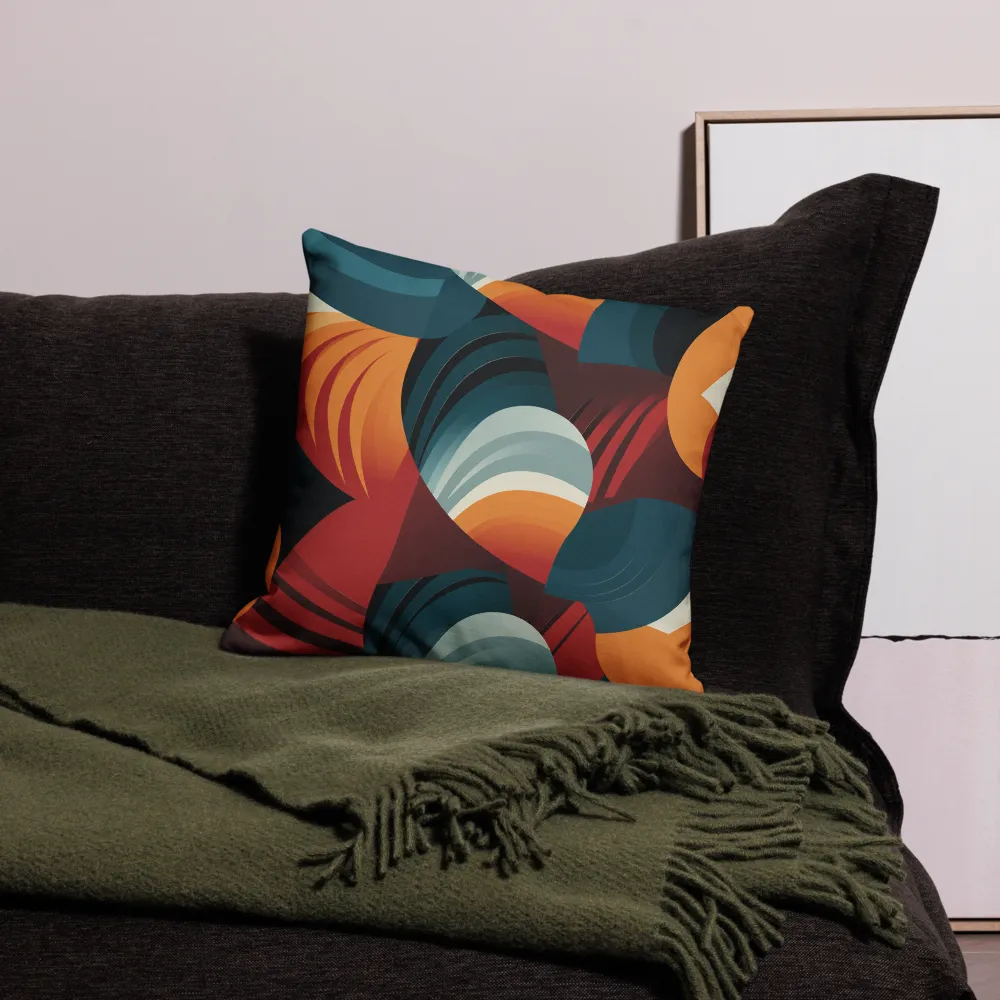 Dynamic Abstractions: A Dance of Forms and Colors | Pillow Case | 18″×18″