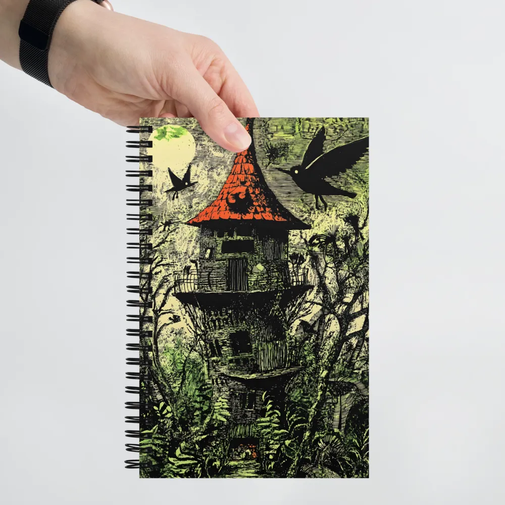 Enchanted Tower Under a Moonlit Sky | Spiral Notebook