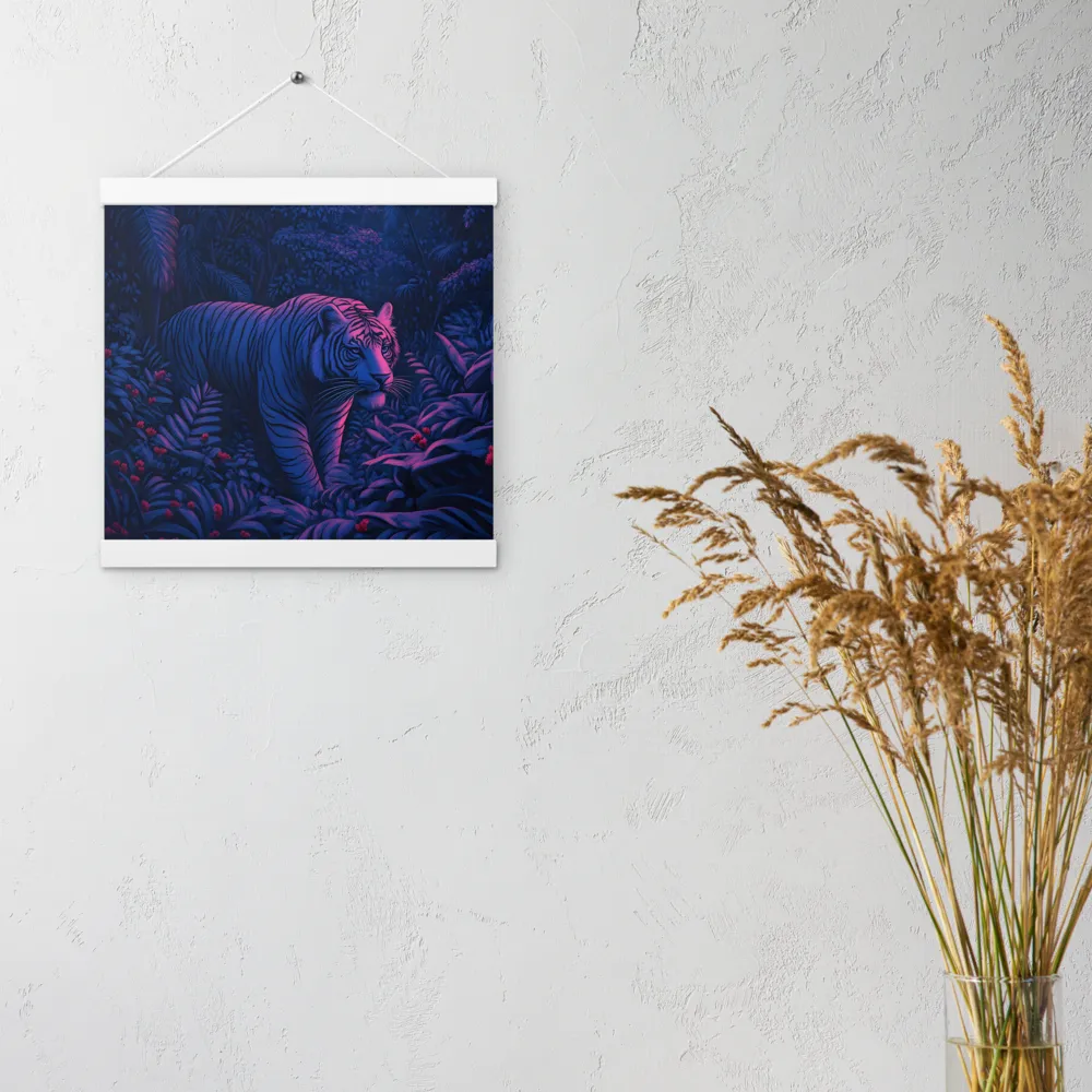 Mystic Prowler: The White Tiger in the Jungle | Poster With White Wood Hanger | 12″×12″