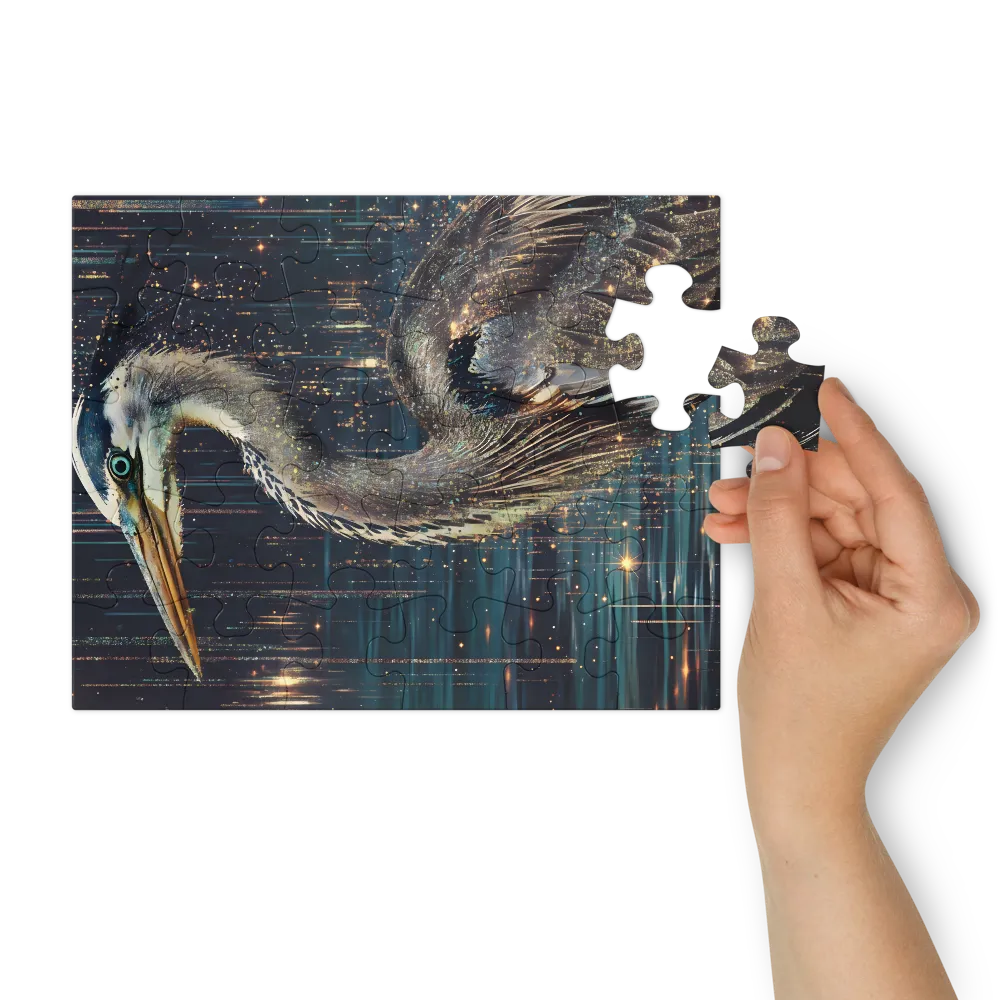 Starlit Heron 
 Jigsaw Puzzle in Tin Box