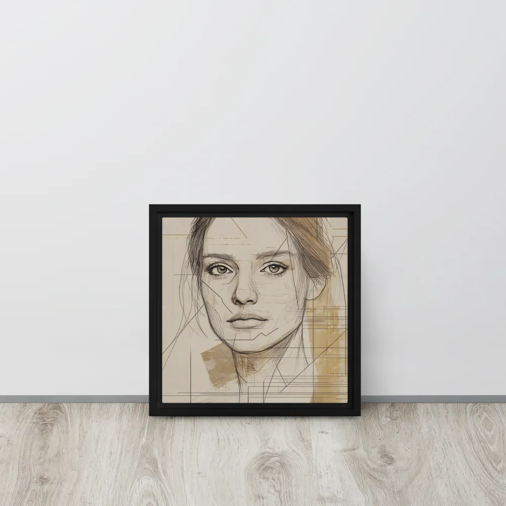 Geometric Elegance: A Modern Portrait | Canvas with Black Frame | 12″×12″