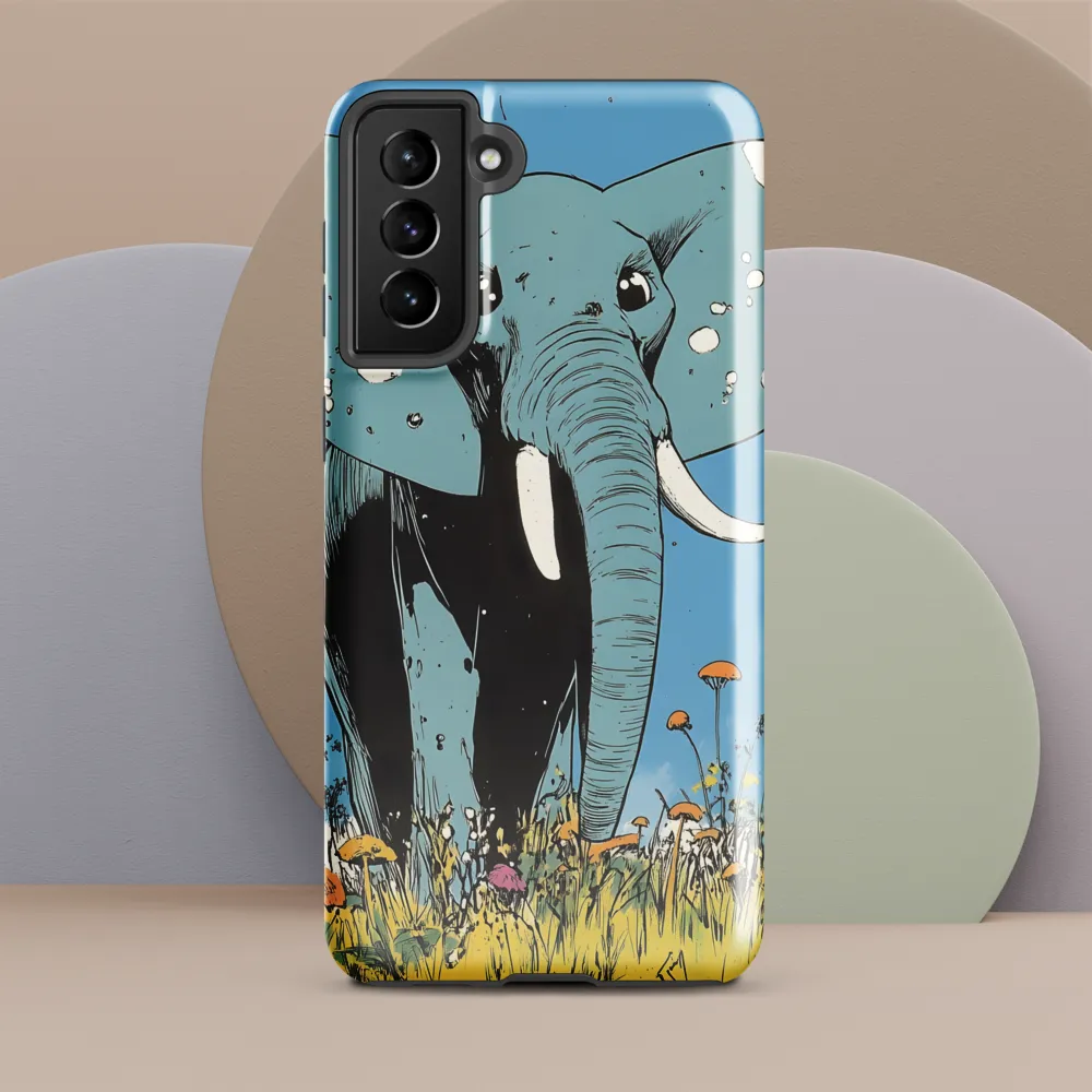 Whimsical Blue Elephant in Bloom