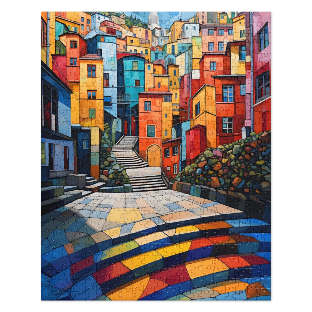 Vibrant Village: A Cubist Journey | Jigsaw Puzzle | 520 pieces