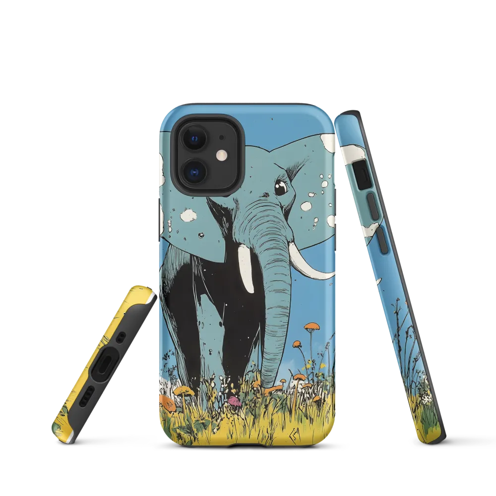 Whimsical Blue Elephant in Bloom
