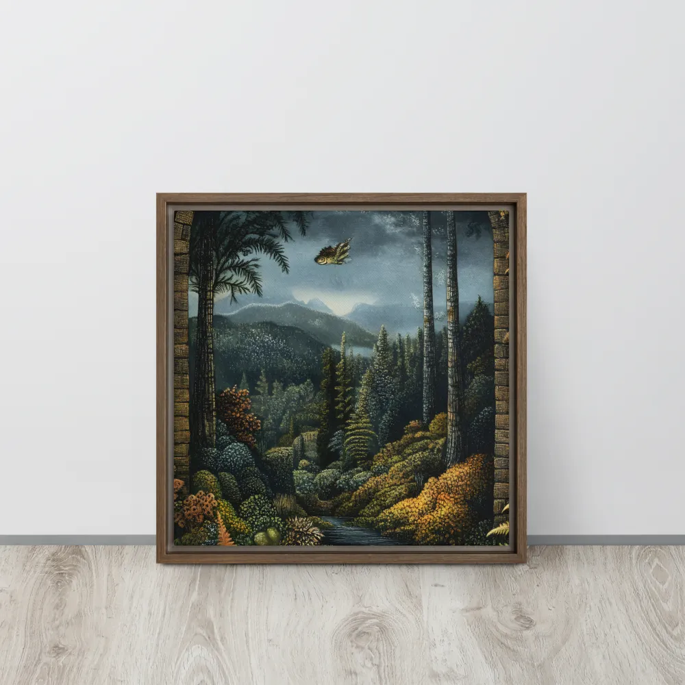 Whispers of the Enchanted Forest | Canvas with Brown Frame | 16″×16″