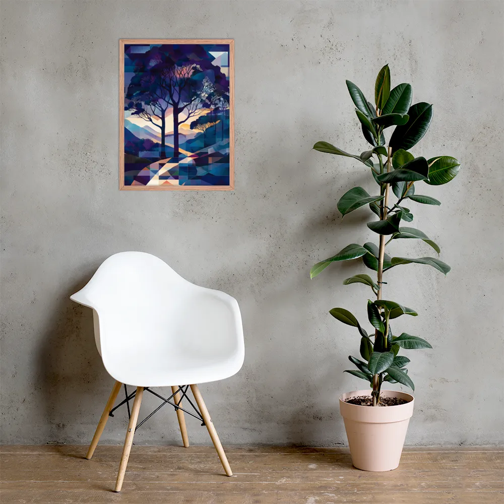 Tranquil Geometry: A Journey Through Color | Poster with Red oak Frame | 18″×24″
