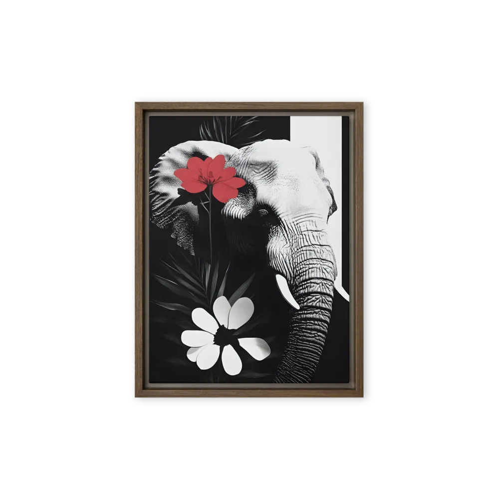 Elephant Harmony | Canvas with Brown Frame | 9″×12″