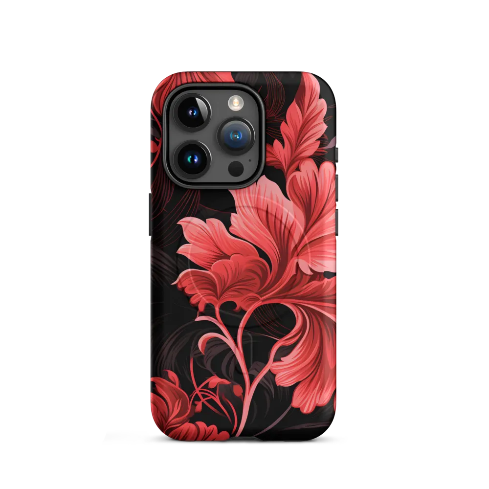Tropical Elegance in Red | Phone Case |  15 Pro | MagSafe® Tough Case | Matte