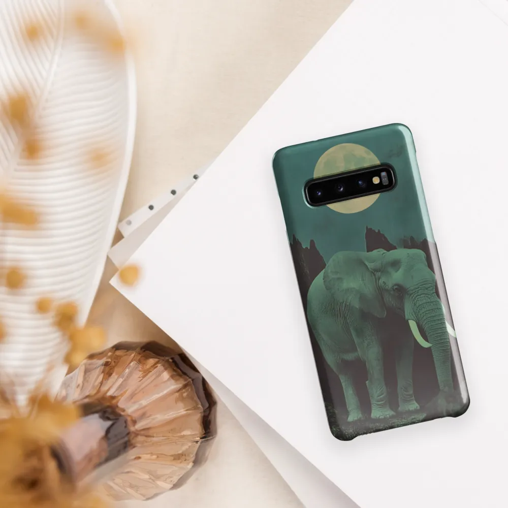 Ethereal Presence: Elephant Under a Full Moon | Phone Case |  S10 | Snap Case | Glossy
