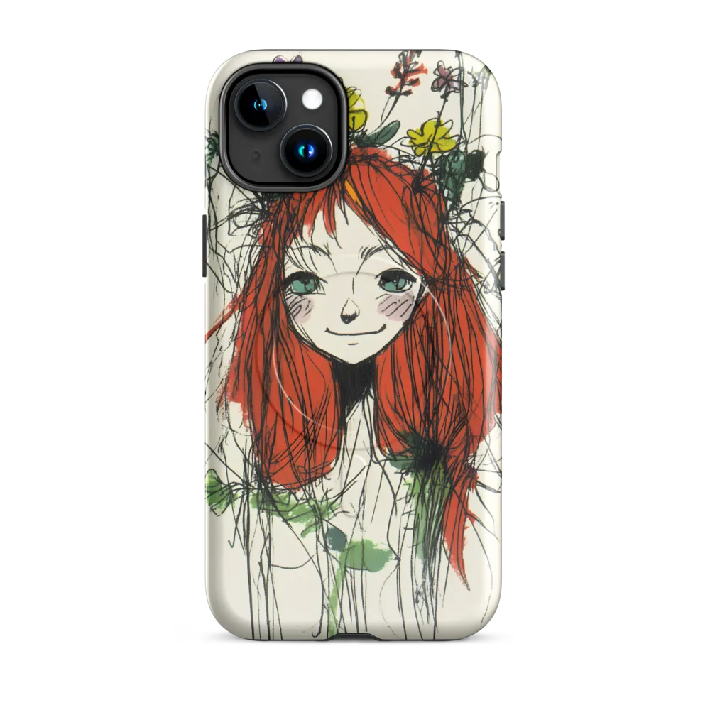 Whimsical Floral Portrait | Phone Case |  15 Plus | MagSafe® Tough Case | Glossy
