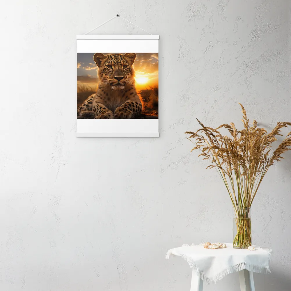 Regal Presence: The Leopard at Sunset | Poster With White Wood Hanger | 16″×20″