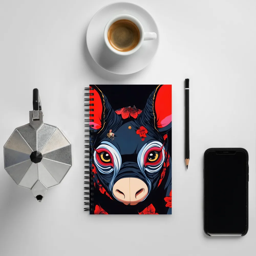 Mystical Bull with Floral Motifs | Spiral Notebook