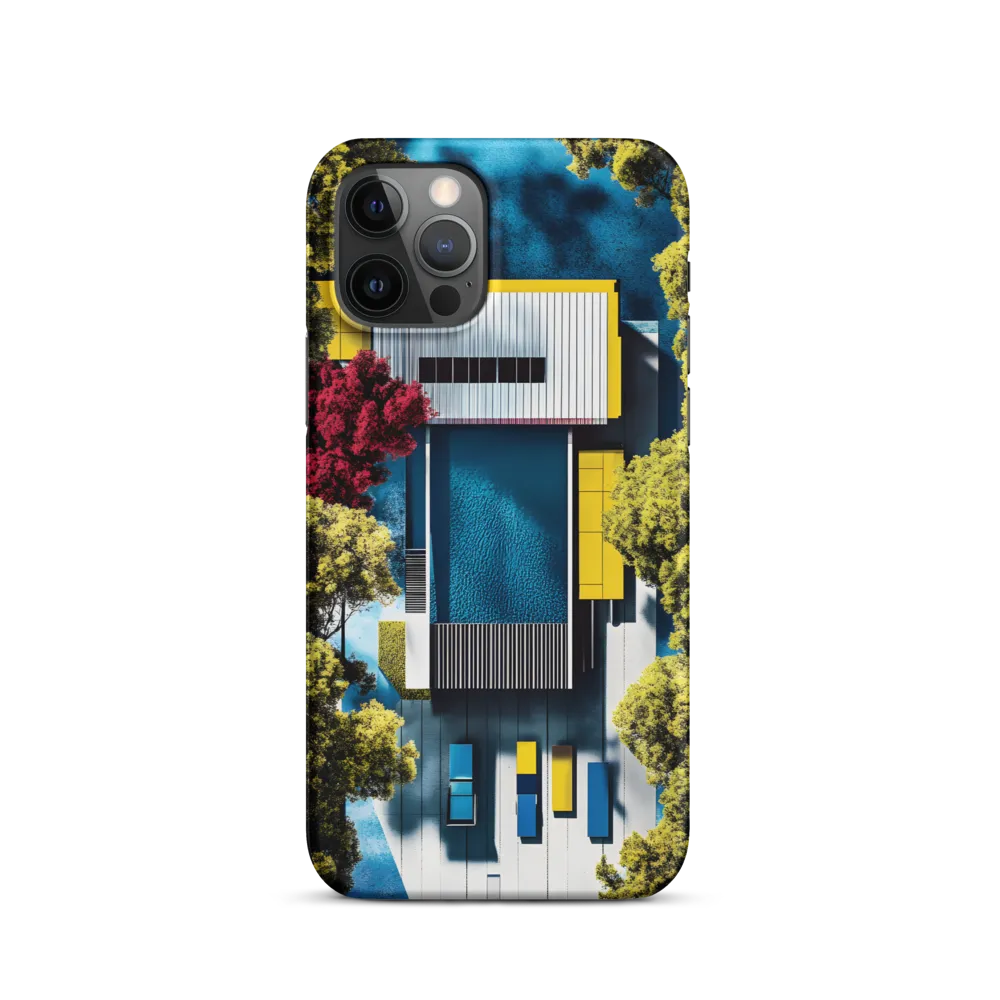 Pool House — Aerial Study in Cyan and Yellow