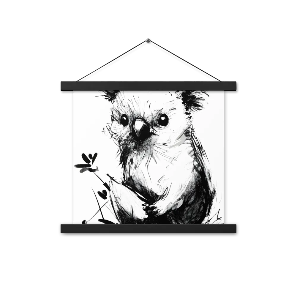 Whimsical Koala in Ink | Poster With Black Wood Hanger | 14″×14″