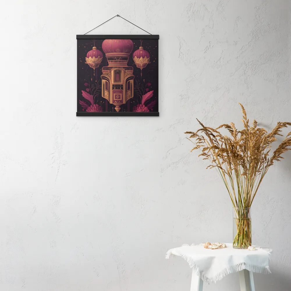 Ornate Harmony: A Digital Floral Architecture | Poster With Black Wood Hanger | 16″×16″