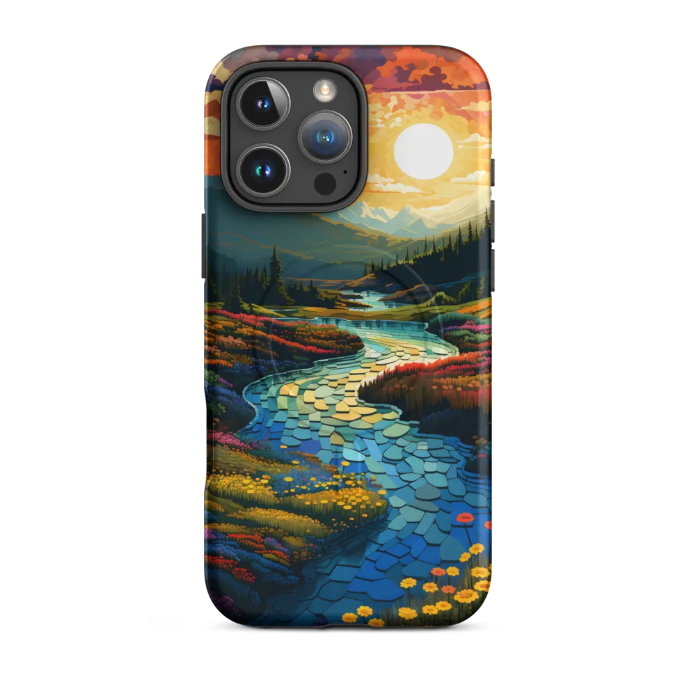 Serenity in Sunset: A Winding River's Embrace | Phone Case |  16 Pro Max | MagSafe® Tough Case | Matte