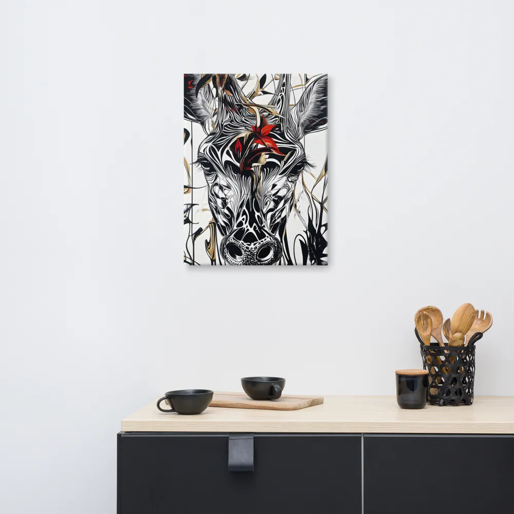 Floral Elegance: The Giraffe's Portrait | Canvas | 18″×24″