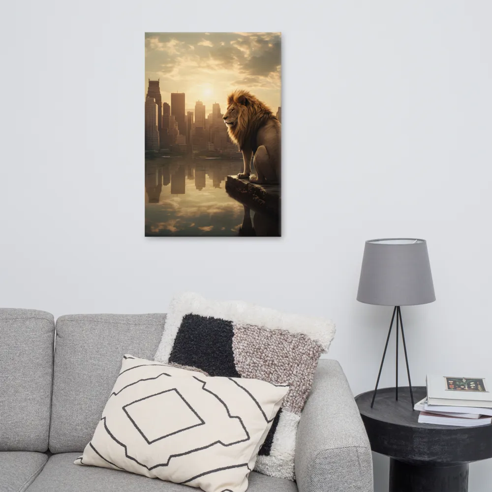 The Lion's Gaze Over the Urban Symphony