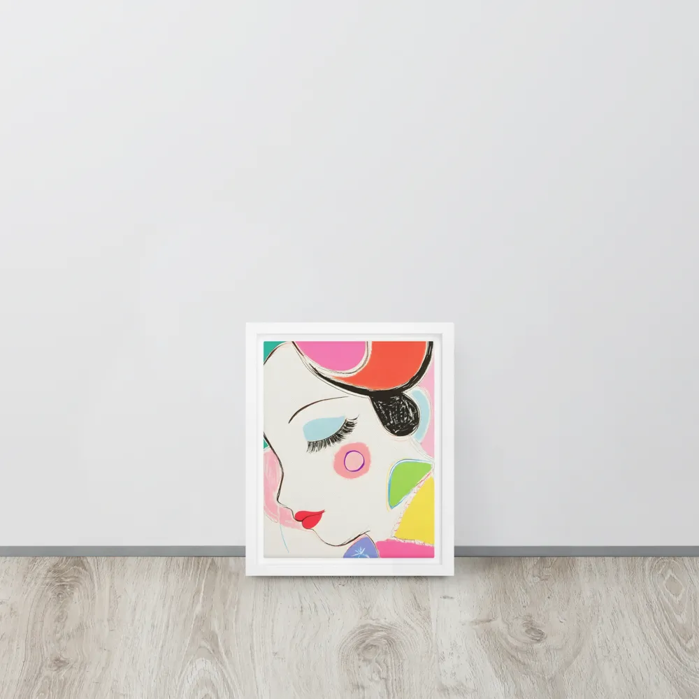 Whimsical Portrait in Colorful Abstraction | Canvas with White Frame | 8″×10″