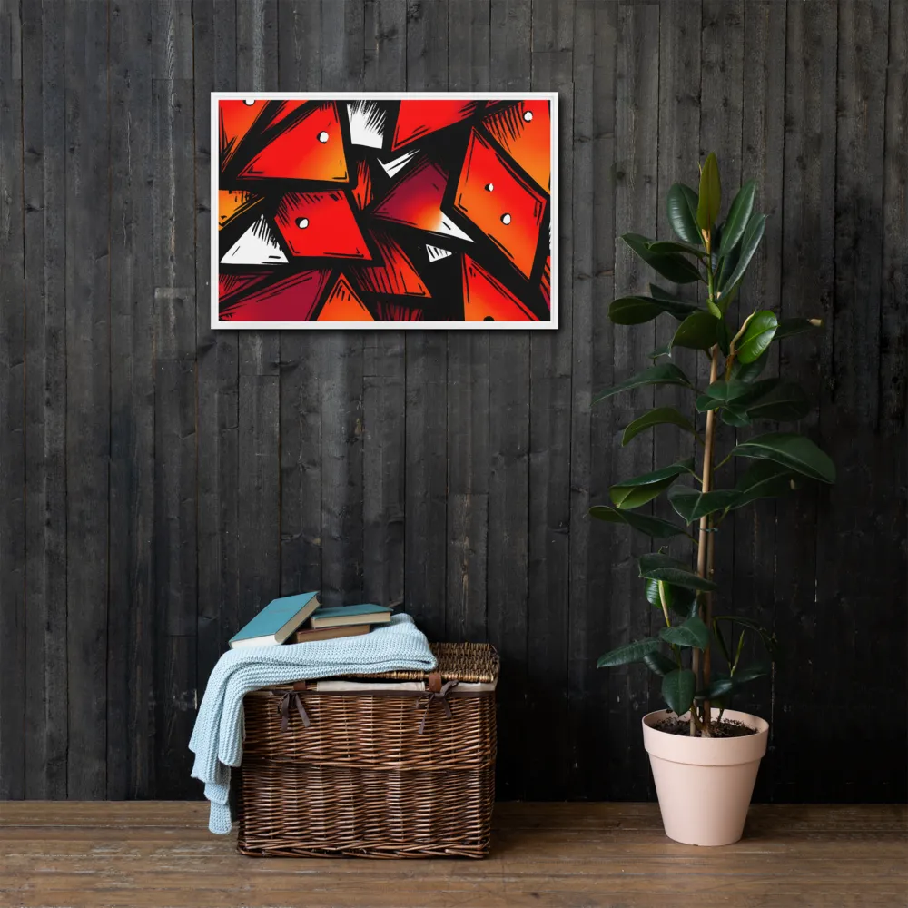 Dynamic Geometry of Red and Orange | Canvas with White Frame | 20″×30″