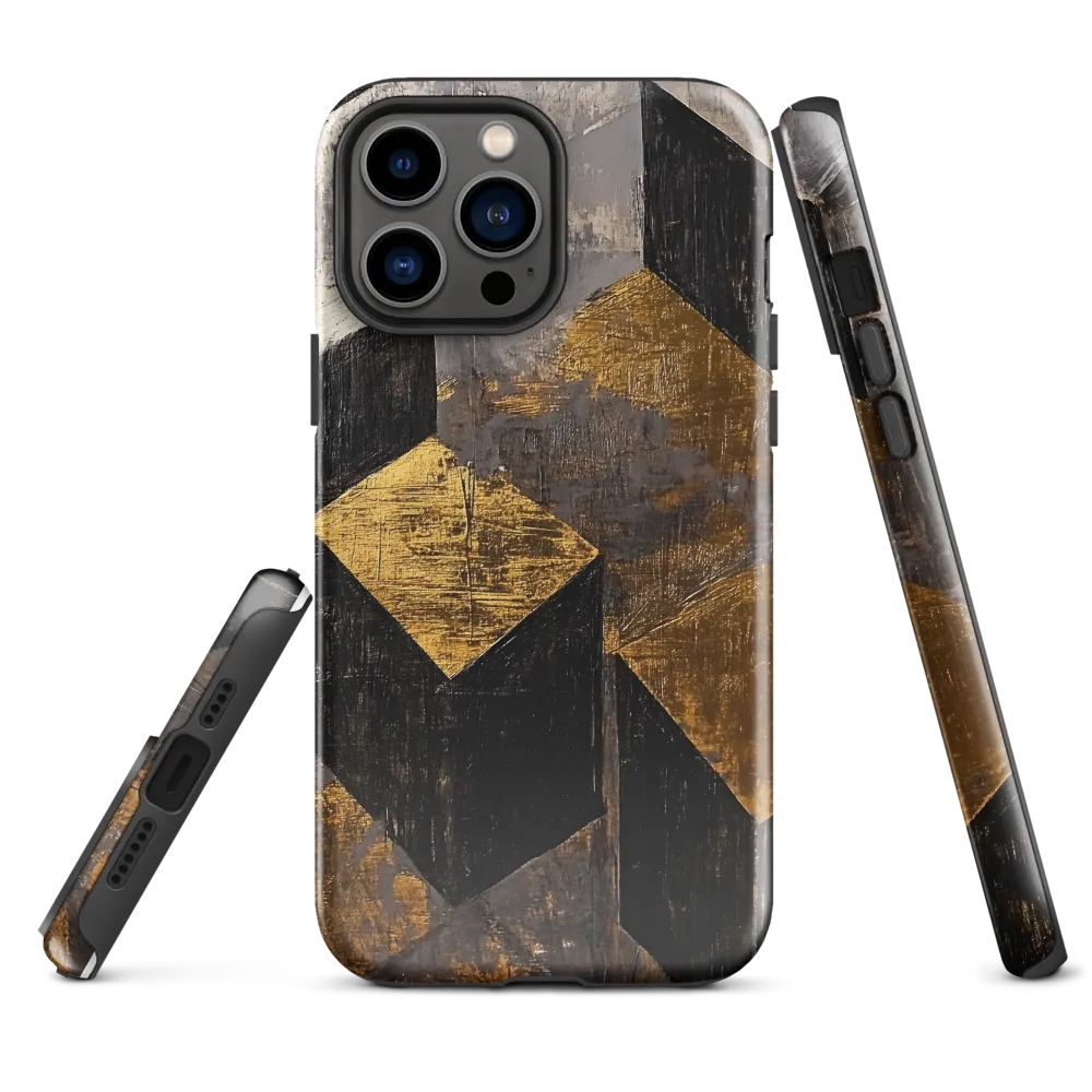 Geometric Harmony in Gold and Black | Phone Case |  13 Pro Max | Tough Case | Glossy