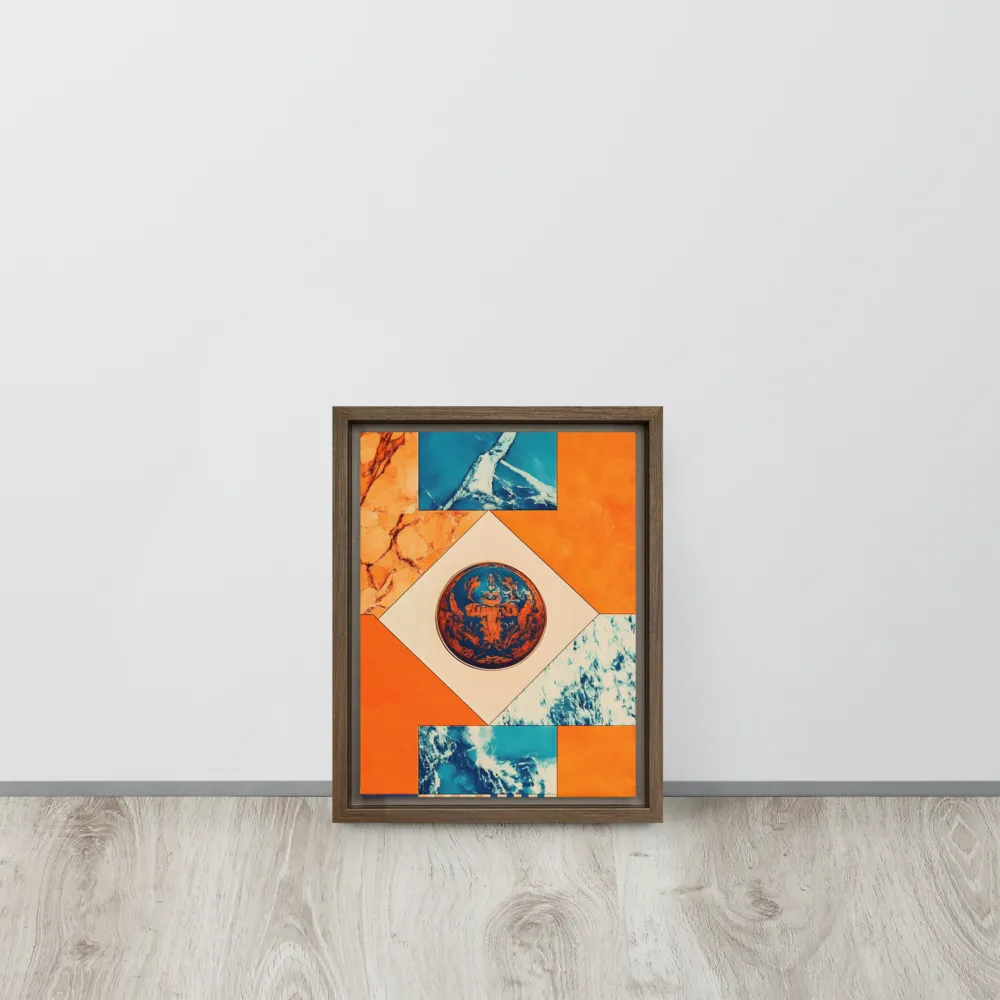 Harmonious Encounters: Abstract Geometry | Canvas with Brown Frame | 9″×12″