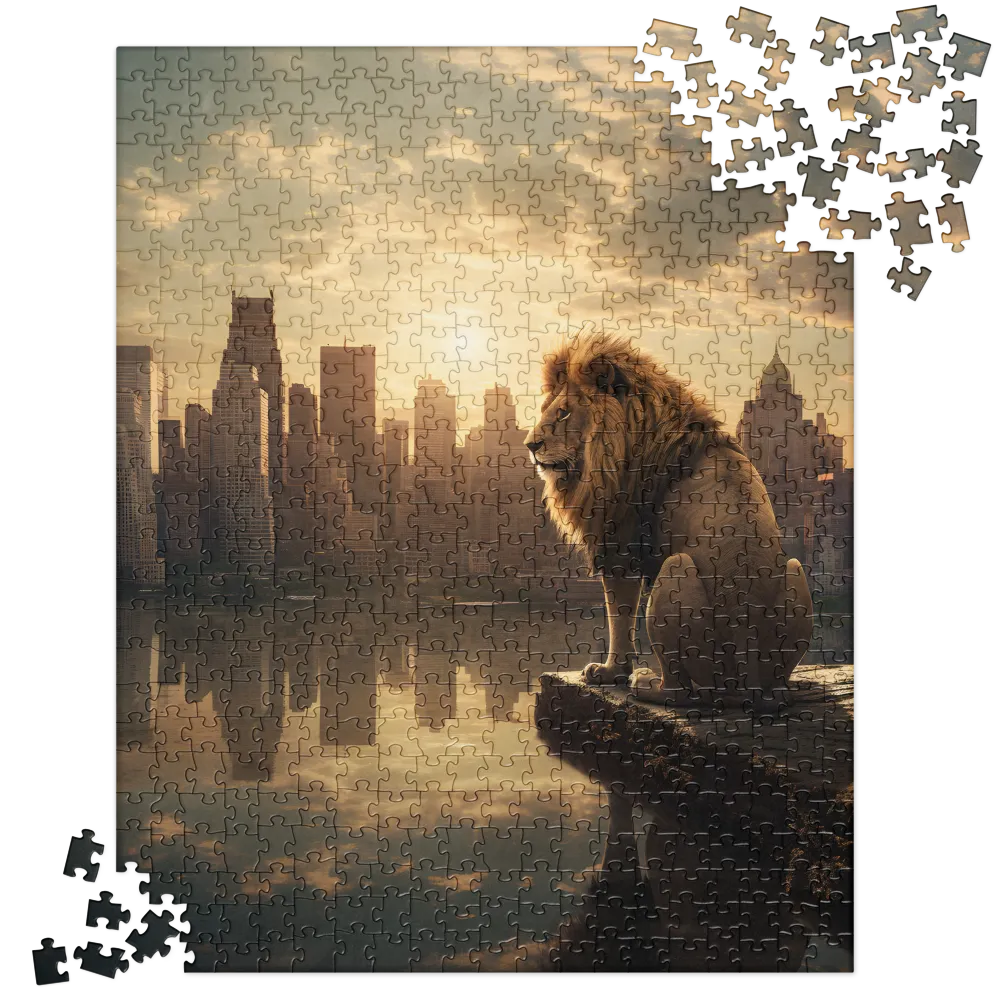 The Lion's Gaze Over the Urban Symphony | Jigsaw Puzzle | 520 pieces