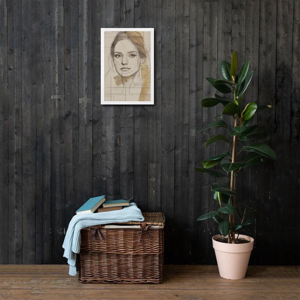 Geometric Elegance: A Modern Portrait | Canvas with White Frame | 12″×18″