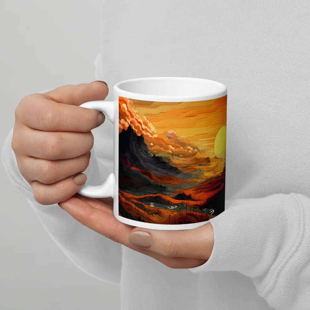 Ethereal Sunset: A Serene Landscape in Flowing Forms | Mug with White inside | 11 oz