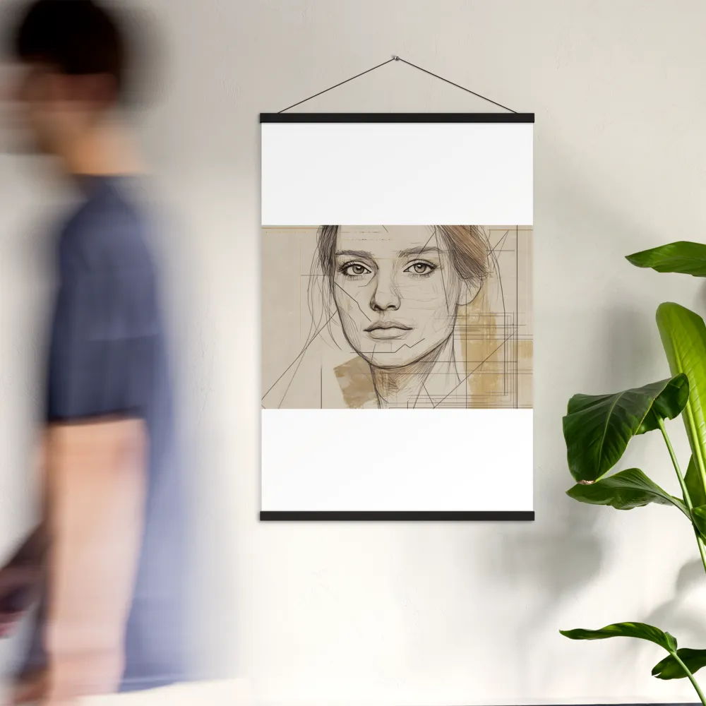 Geometric Elegance: A Modern Portrait | Poster With Black Wood Hanger | 24″×36″