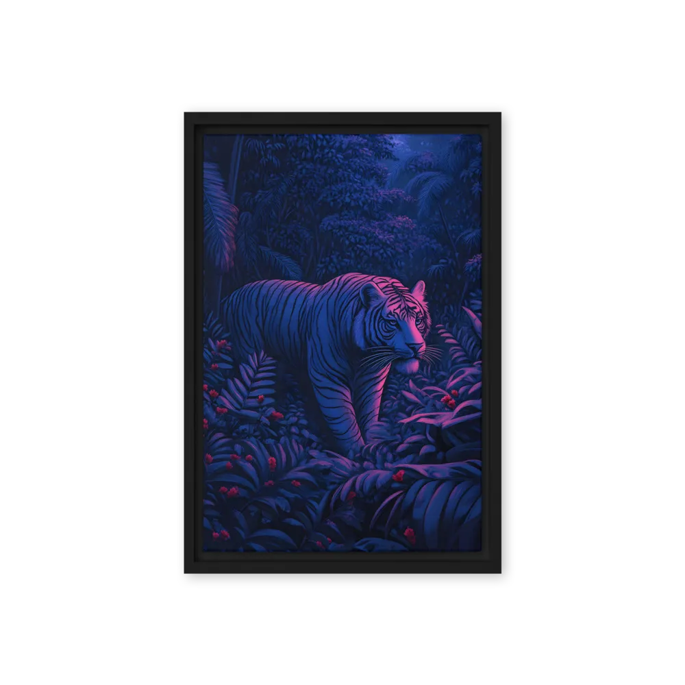 Mystic Prowler: The White Tiger in the Jungle | Canvas with Black Frame | 12″×18″