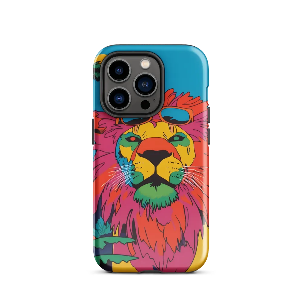 Lion with Sunglasses: A Vibrant Tropical Portrait